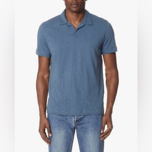 Theory The Willem Polo Shirt Men's Split Neck Short Sleeve Blue Contemporary XL - Picture 1 of 9